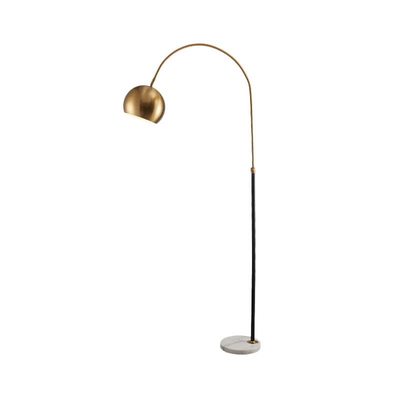 Staande staande lamp met metalen koepel, postmoderne overkoepelende staande lamp met 1 kop zwart/messing Clearhalo