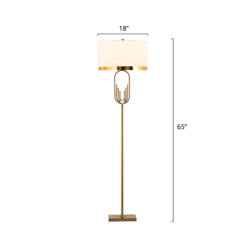 Staande vloerlamp van stof, vintage woonkamerverlichting met één lamp messing Clearhalo
