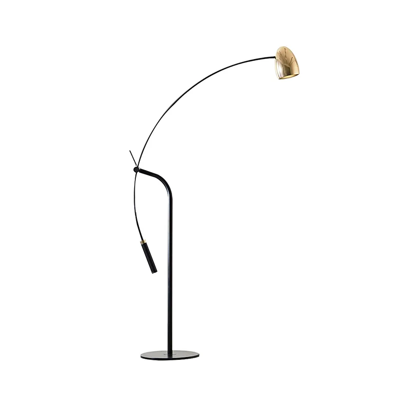 Staande woonkamerlamp met 1 lamp, moderne zwarte gebogen vloerverlichting met metalen kap Clearhalo