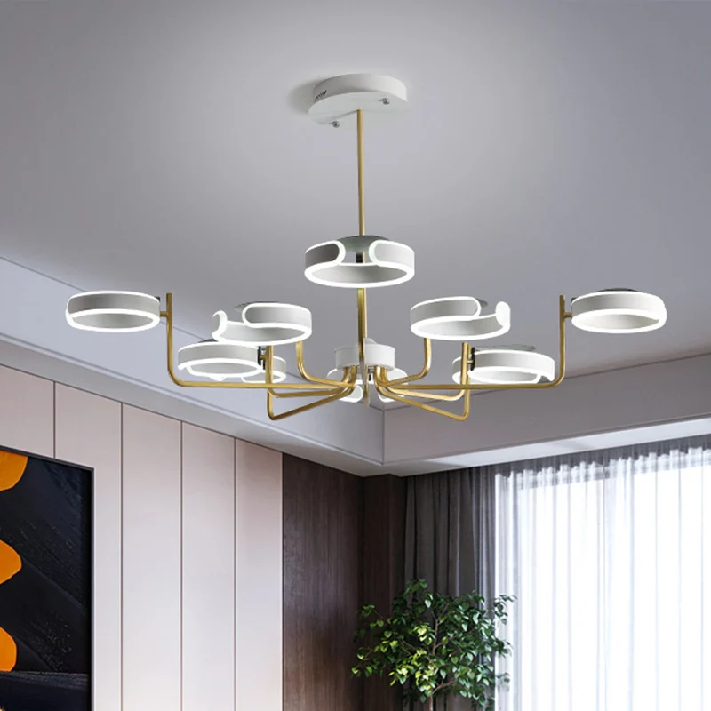 Starburst metalen kroonluchterlamp modernisme 8/10 koppen zwart/grijs/wit hanglampset warm/wit licht, 36,5"/44" breed Clea...