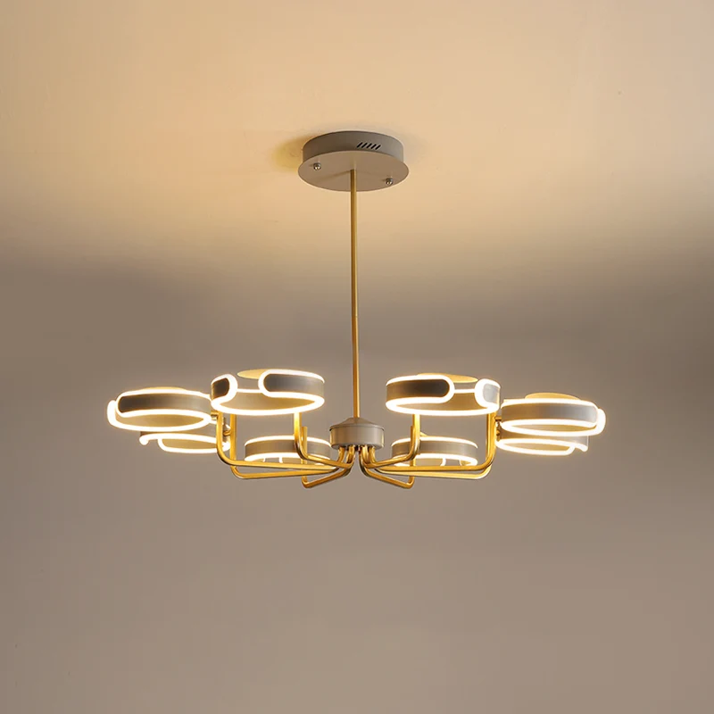 Starburst metalen kroonluchterlamp modernisme 8/10 koppen zwart/grijs/wit hanglampset warm/wit licht, 36,5"/44" breed Clea...