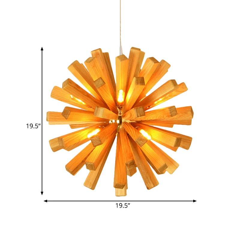 Starburst plafondhanger Aziatisch creatief hout 1 lamp restaurant hangend lichtarmatuur Clearhalo