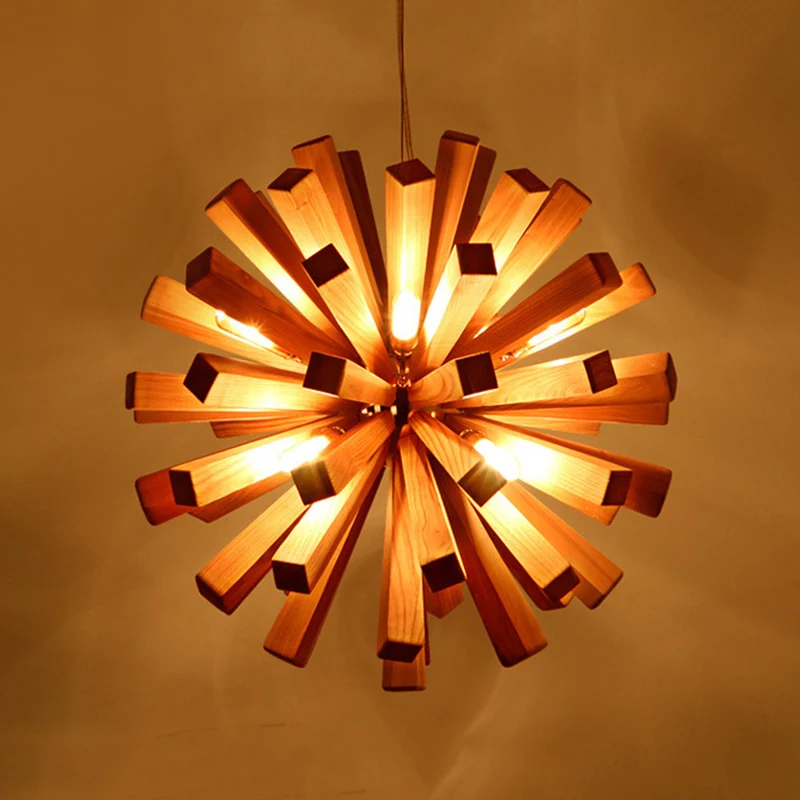 Starburst plafondhanger Aziatisch creatief hout 1 lamp restaurant hangend lichtarmatuur Clearhalo