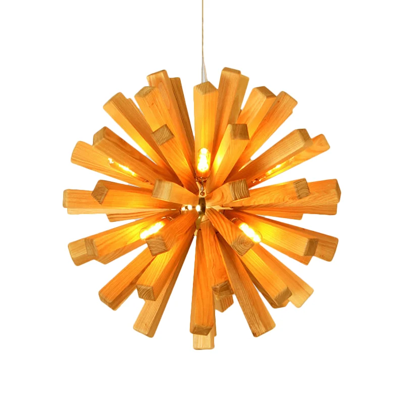 Starburst plafondhanger Aziatisch creatief hout 1 lamp restaurant hangend lichtarmatuur Clearhalo