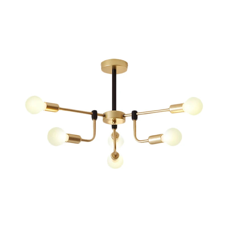 Starburst plafondkroonluchter eigentijds metaal 6/12/16 lichten slaapkamer hanglamp met gouden arm Clearhalo