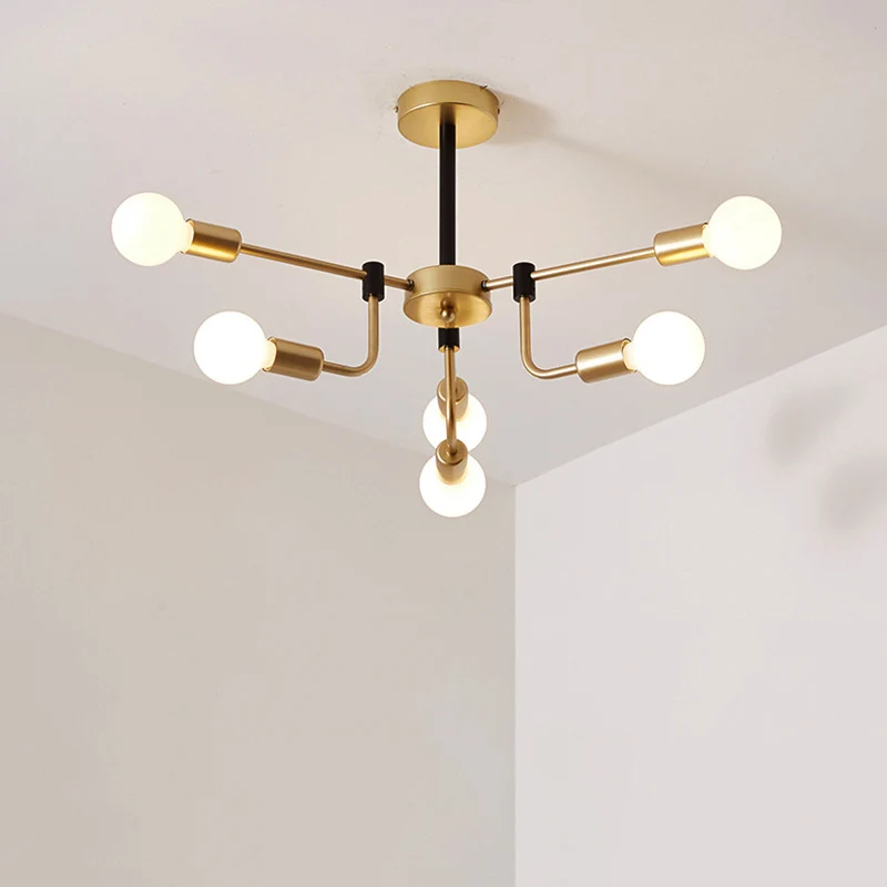 Starburst plafondkroonluchter eigentijds metaal 6/12/16 lichten slaapkamer hanglamp met gouden arm Clearhalo