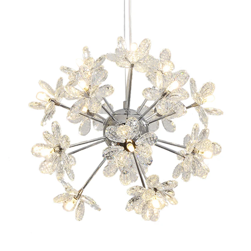 Starburst plafondlamp modern kristal 18/24/32 koppen chroom/gouden kroonluchter hanglamp, 18"/19,5"/23" breed Clearhalo