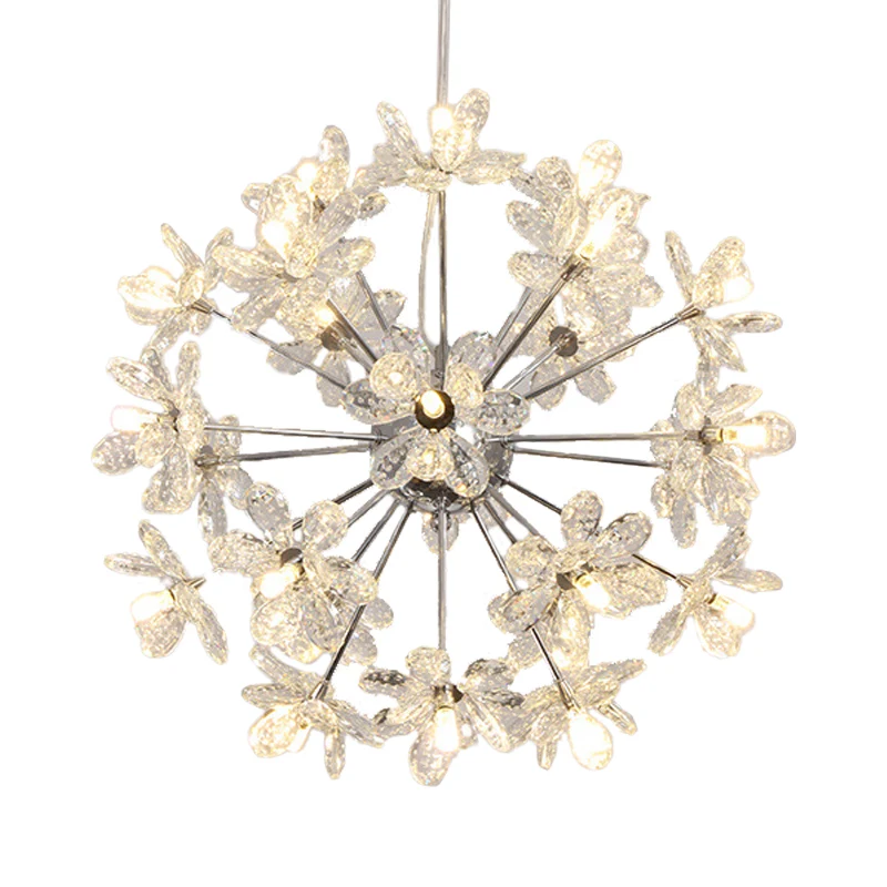Starburst plafondlamp modern kristal 18/24/32 koppen chroom/gouden kroonluchter hanglamp, 18"/19,5"/23" breed Clearhalo