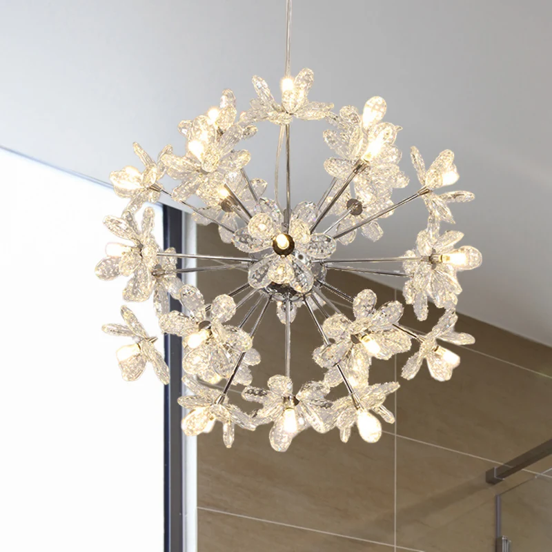 Starburst plafondlamp modern kristal 18/24/32 koppen chroom/gouden kroonluchter hanglamp, 18"/19,5"/23" breed Clearhalo