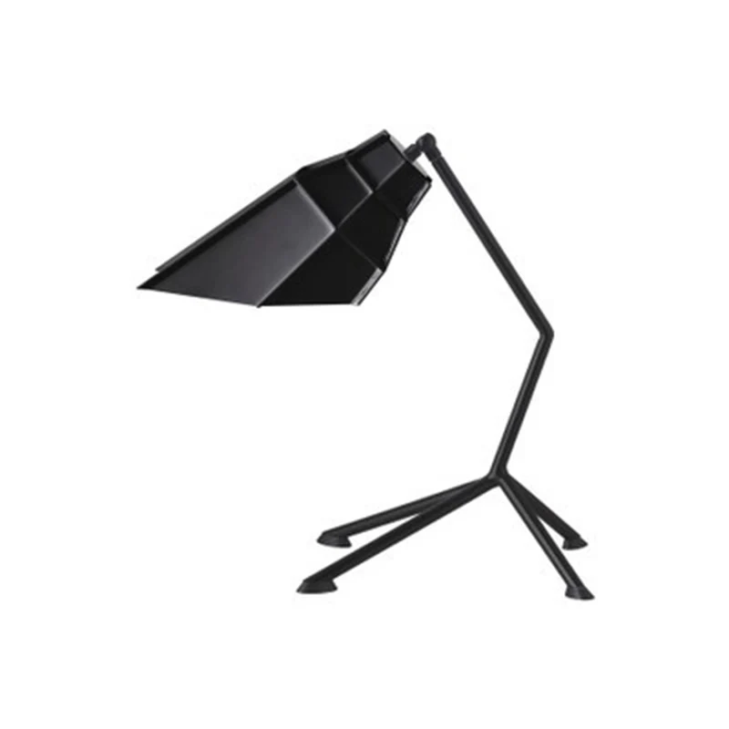 Statieftafellamp met geometrische kap, eigentijdse stijl, metallic, 1 kops zwart/rood verstelbare tafellamp Clearhalo
