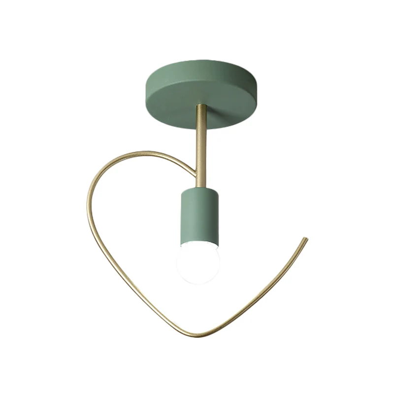 Ster/Loving Heart Frame Semi Flush Macaron Iron 1-lichtgrijs/wit/groen Afwerking Dicht bij plafond Verlichting voor gang C...