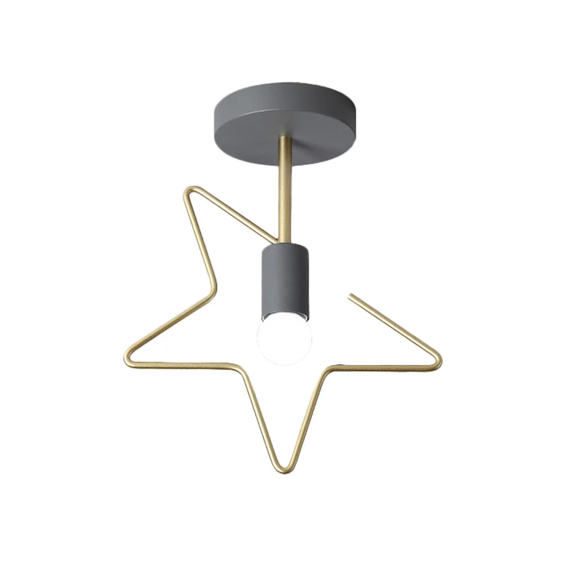Ster/Loving Heart Frame Semi Flush Macaron Iron 1-lichtgrijs/wit/groen Afwerking Dicht bij plafond Verlichting voor gang C...