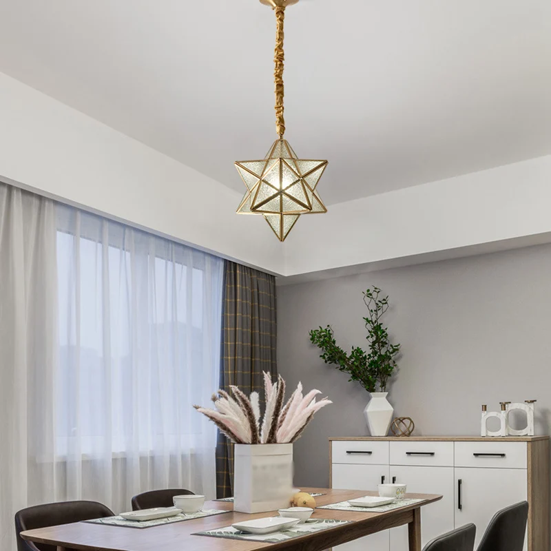 Stervormige rimpelglas semi-inbouwlamp Traditionele 1-lichts eetkamer plafondinbouw goud Clearhalo