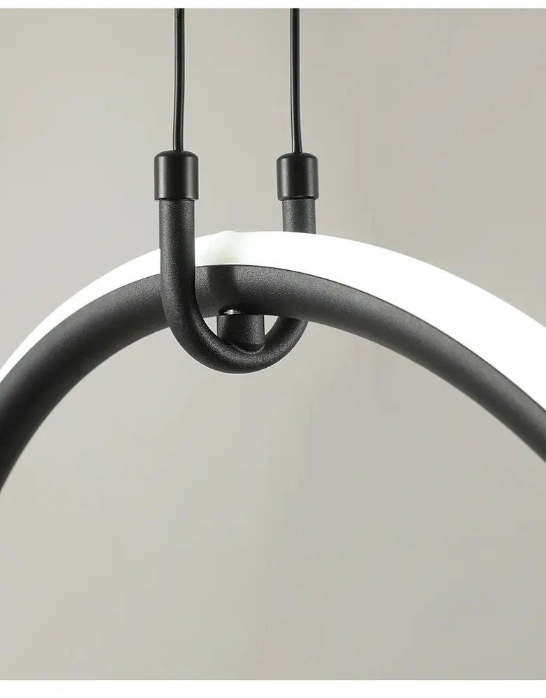 Stick en Ring Eetkamereilandlamp Metaal Modernistische LED-hanglamp zwart Clearhalo