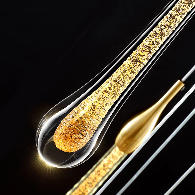 Stijlvolle moderne druppelvormige plafondhanglamp Kristallen woonkamer LED-hanglamp goud Clearhalo