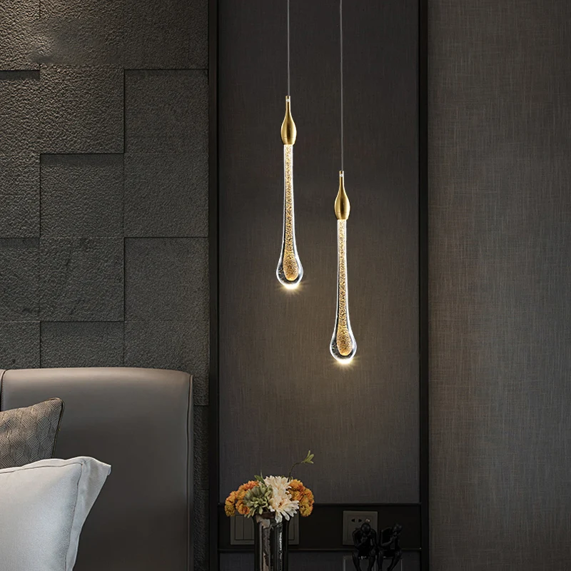 Stijlvolle moderne druppelvormige plafondhanglamp Kristallen woonkamer LED-hanglamp goud Clearhalo