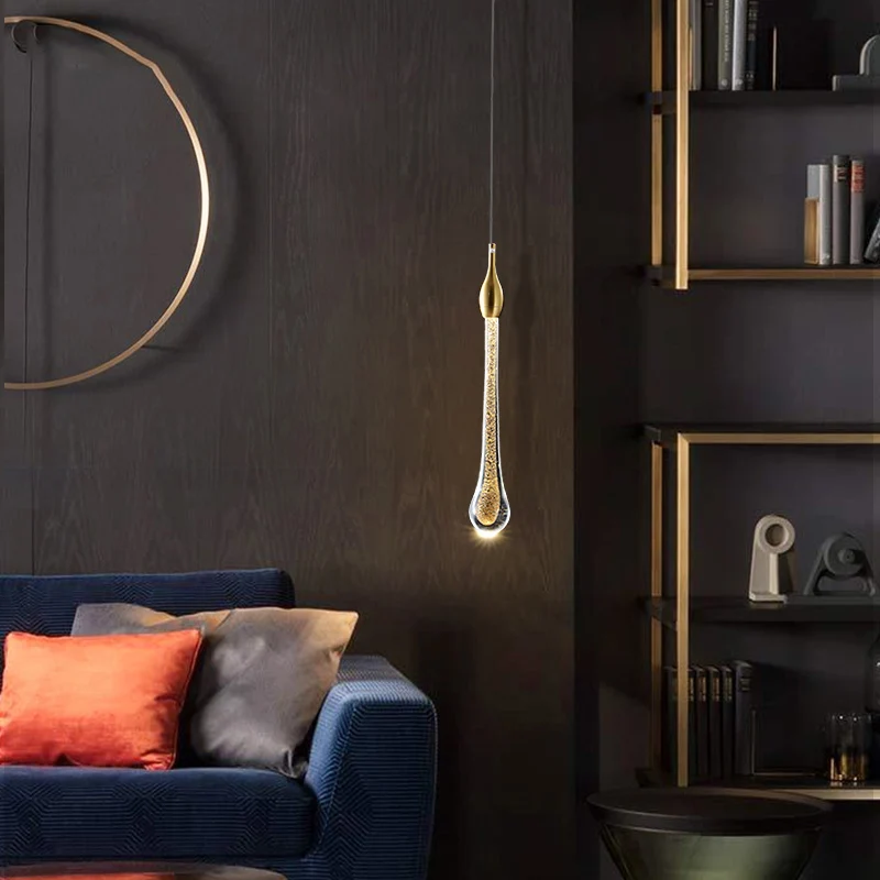 Stijlvolle moderne druppelvormige plafondhanglamp Kristallen woonkamer LED-hanglamp goud Clearhalo