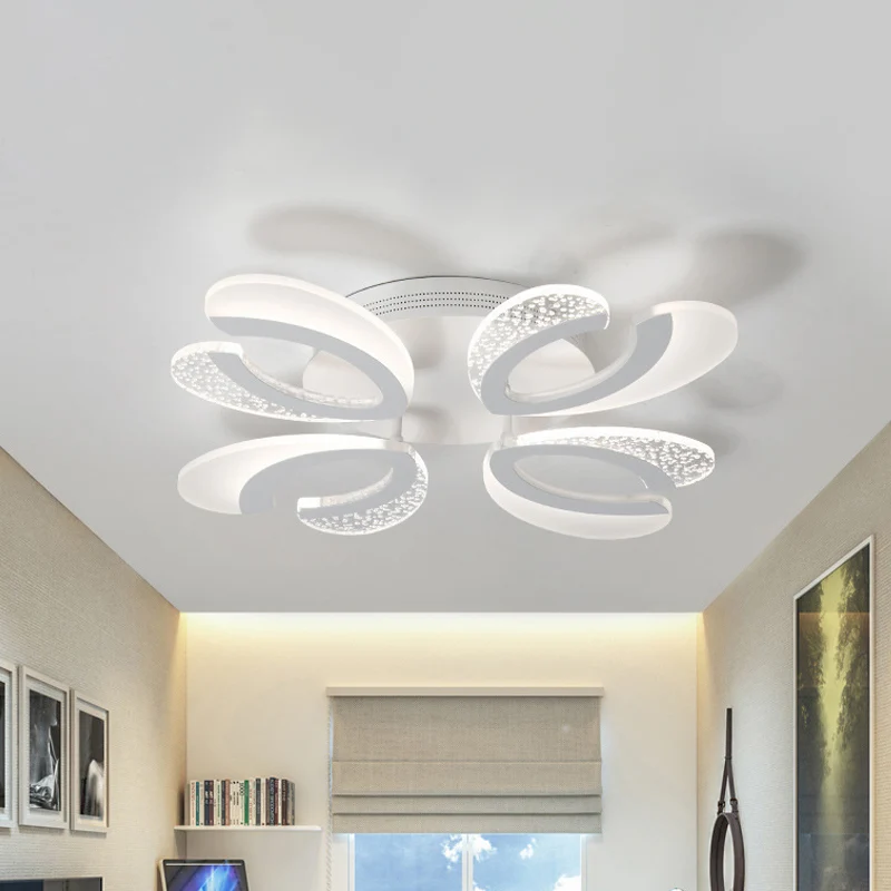 Stijlvolle moderne plafondlamp met 4/6/12 lampen Wit koraal LED semi-inbouwlicht met acrylkap warm/wit licht Clearhalo