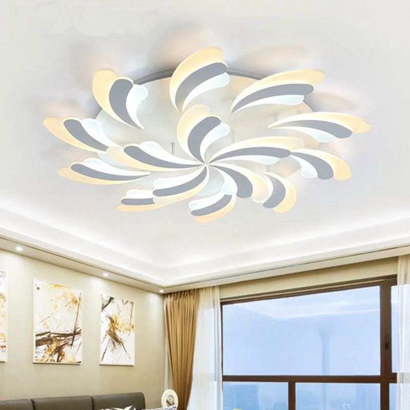 Stijlvolle moderne vleugelplafondlamp acryl 9/12/15-licht slaapkamer semi-inbouwarmatuur warm/wit licht Clearhalo