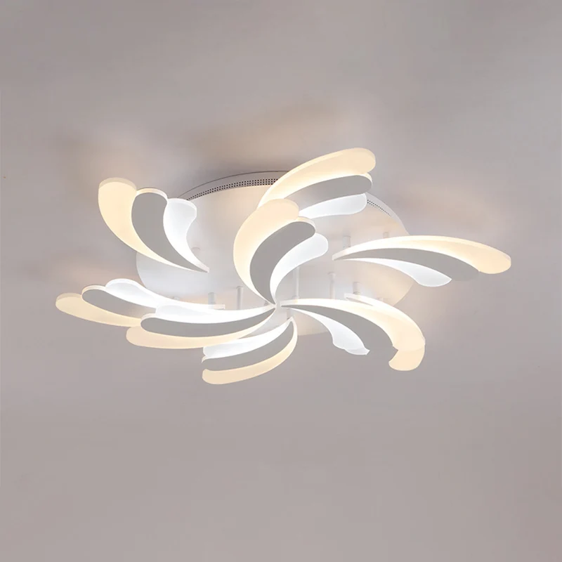 Stijlvolle moderne vleugelplafondlamp acryl 9/12/15-licht slaapkamer semi-inbouwarmatuur warm/wit licht Clearhalo