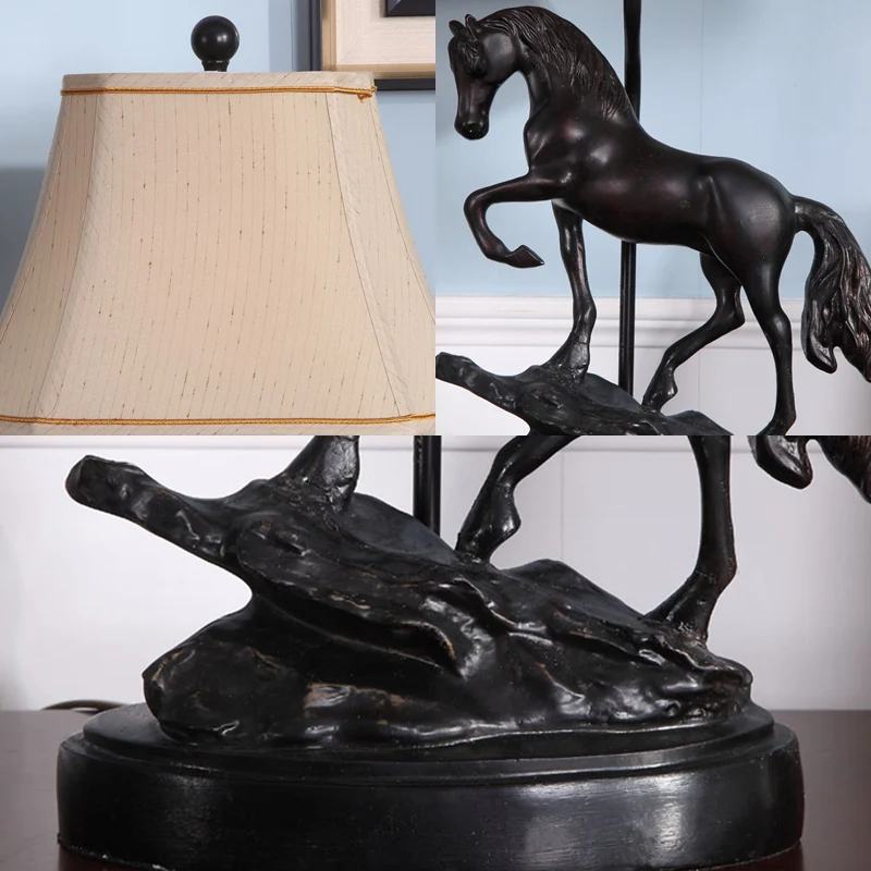 Stof beige leeslamp torenvormig 1 licht rustieke taakverlichting voor slaapkamer met paard Clearhalo