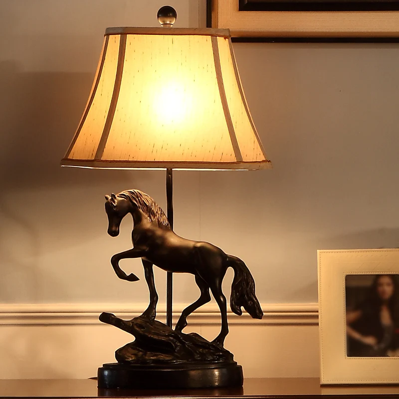 Stof beige leeslamp torenvormig 1 licht rustieke taakverlichting voor slaapkamer met paard Clearhalo