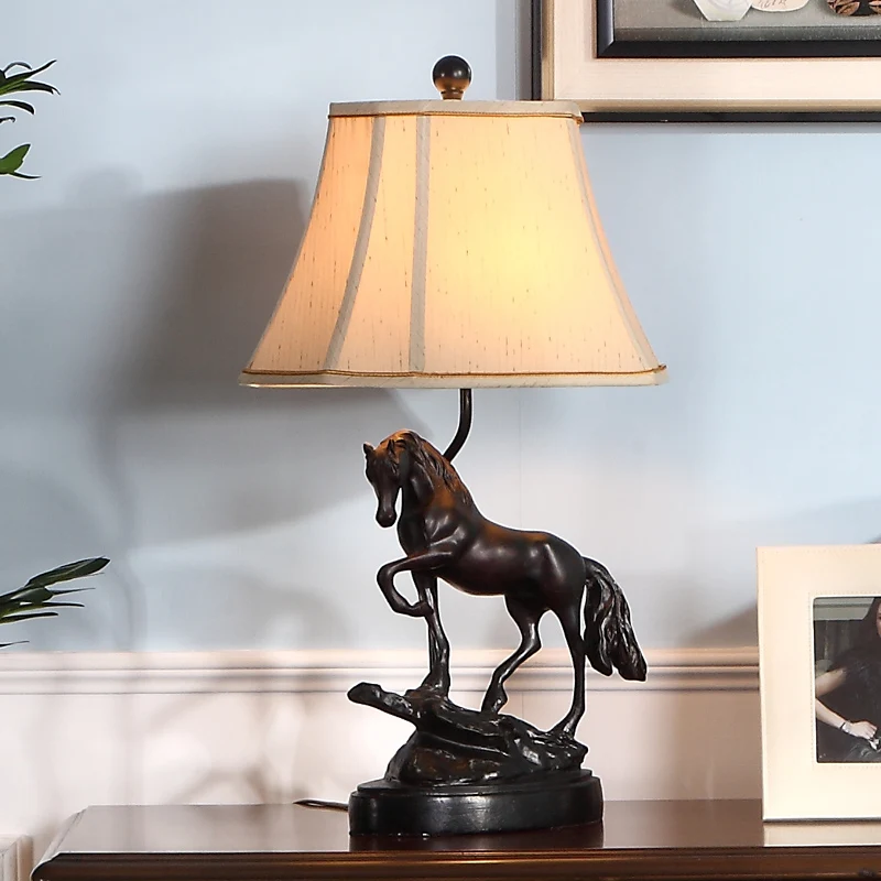 Stof beige leeslamp torenvormig 1 licht rustieke taakverlichting voor slaapkamer met paard Clearhalo