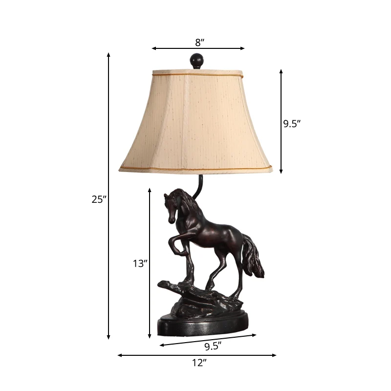 Stof beige leeslamp torenvormig 1 licht rustieke taakverlichting voor slaapkamer met paard Clearhalo