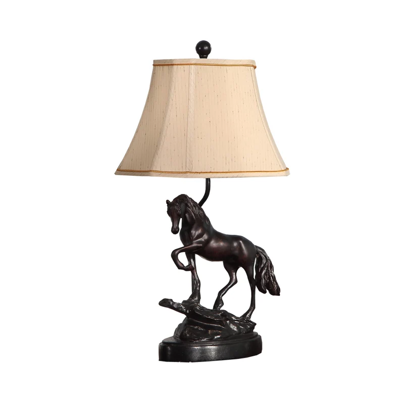 Stof beige leeslamp torenvormig 1 licht rustieke taakverlichting voor slaapkamer met paard Clearhalo