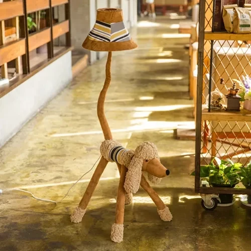 Stoffen dierenvloerlamp Restaurant Shop 1 kop Moderne schattige vloerlamp met trapeziumvormige kap Clearhalo