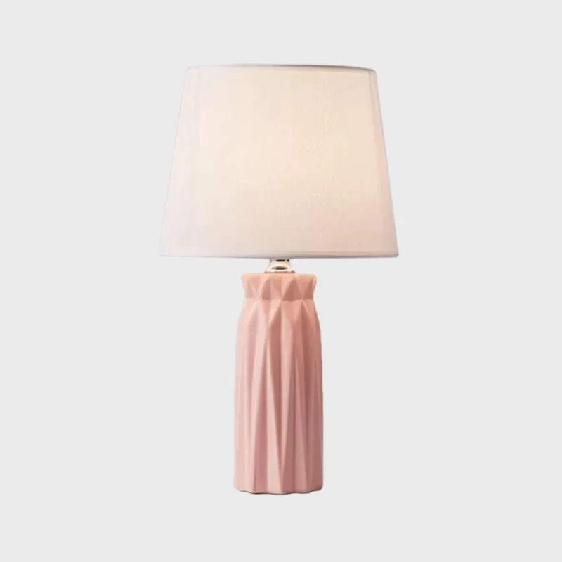 Stoffen kegelleeslamp modernisme, roze/blauwe nachttafellamp met 1 lamp en keramische voet Clearhalo