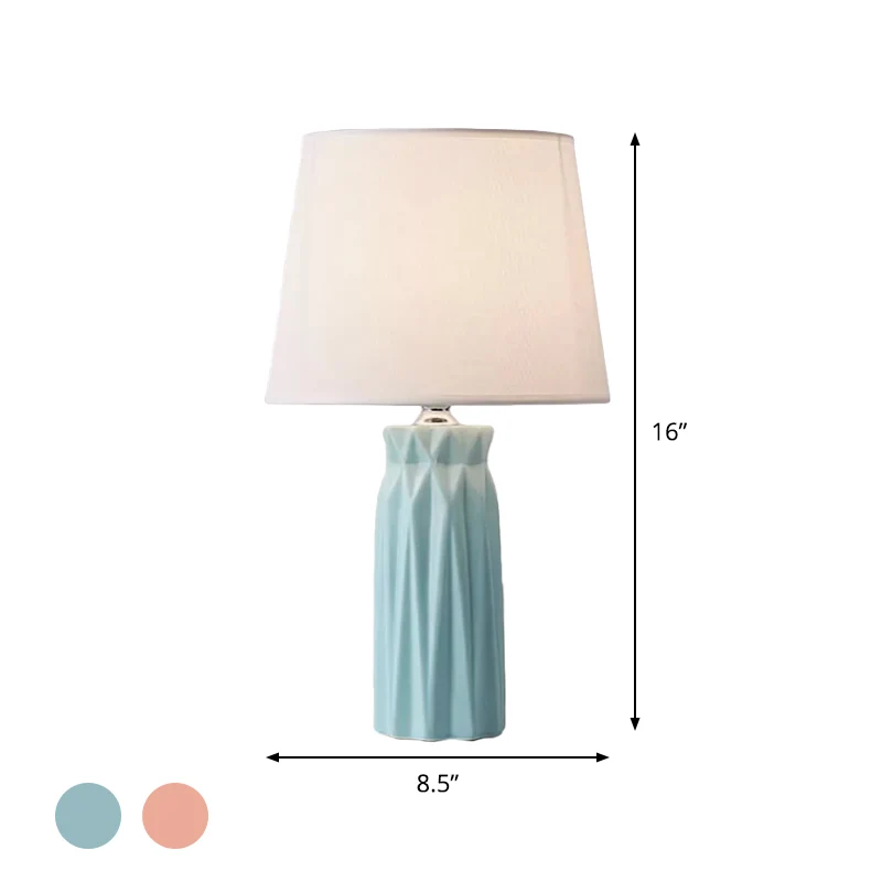 Stoffen kegelleeslamp modernisme, roze/blauwe nachttafellamp met 1 lamp en keramische voet Clearhalo