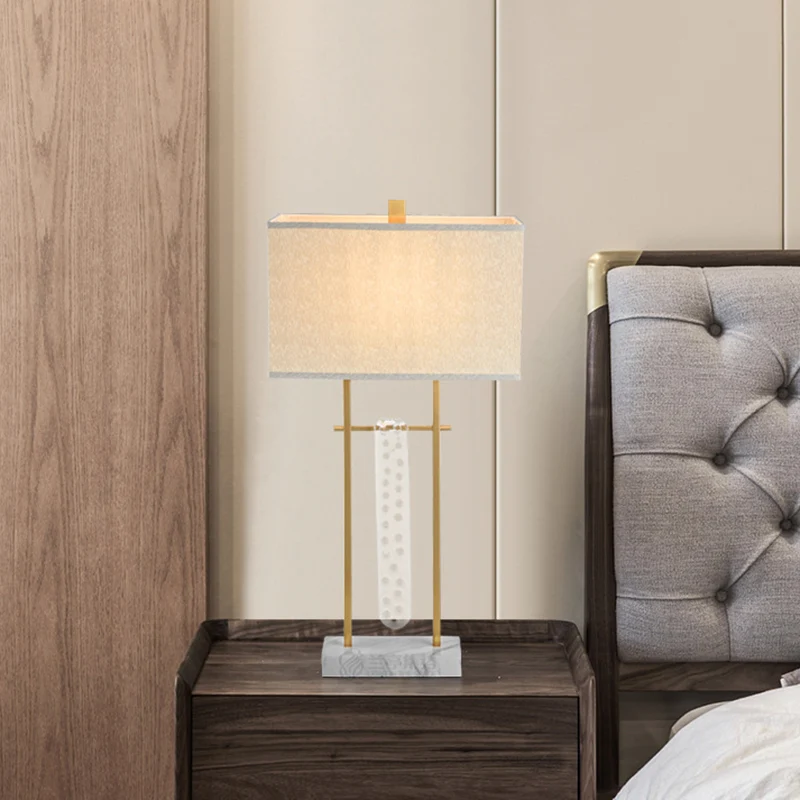 Stoffen rechthoek Taakverlichting Modernisme 1 kops gouden leeslamp met marmeren voet Clearhalo