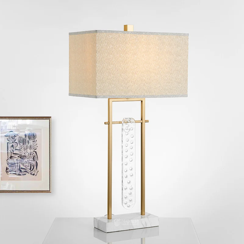 Stoffen rechthoek Taakverlichting Modernisme 1 kops gouden leeslamp met marmeren voet Clearhalo