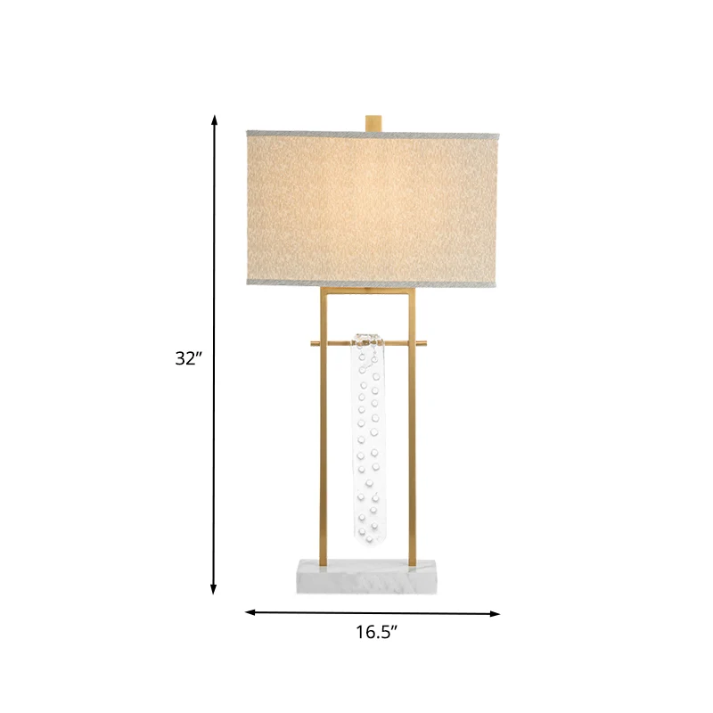 Stoffen rechthoek Taakverlichting Modernisme 1 kops gouden leeslamp met marmeren voet Clearhalo
