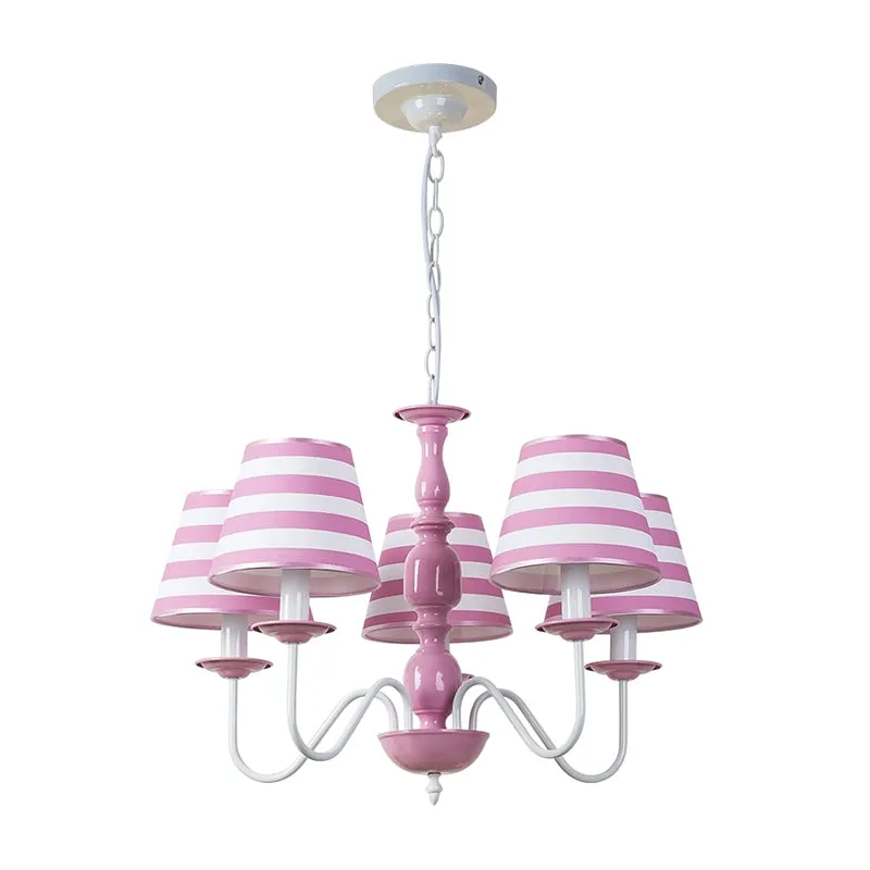 Stoffen streep schaduw hanglamp restaurant Scandinavische stijl kroonluchter roze Clearhalo