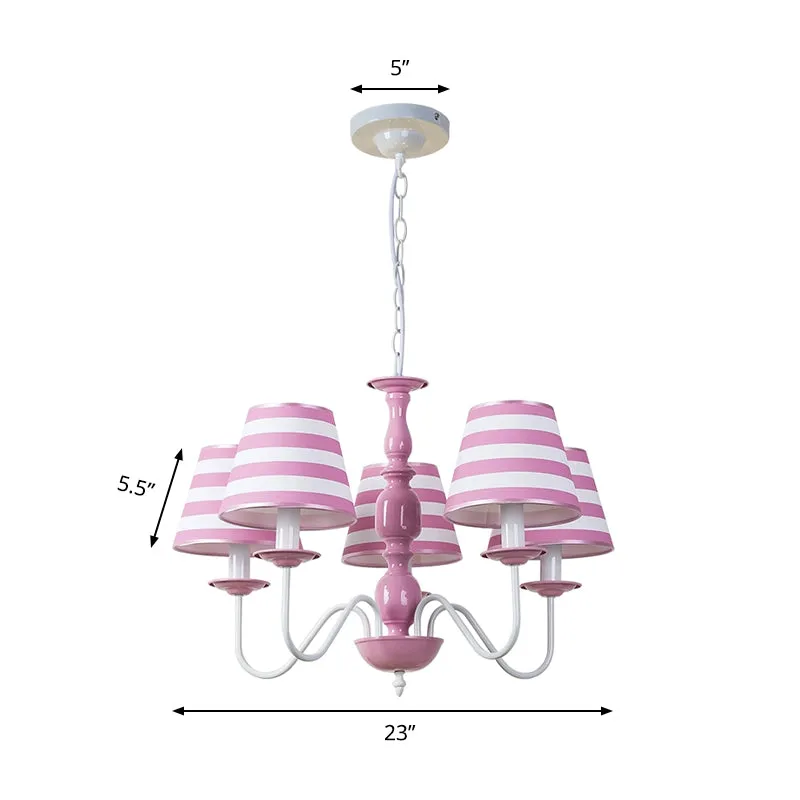 Stoffen streep schaduw hanglamp restaurant Scandinavische stijl kroonluchter roze Clearhalo