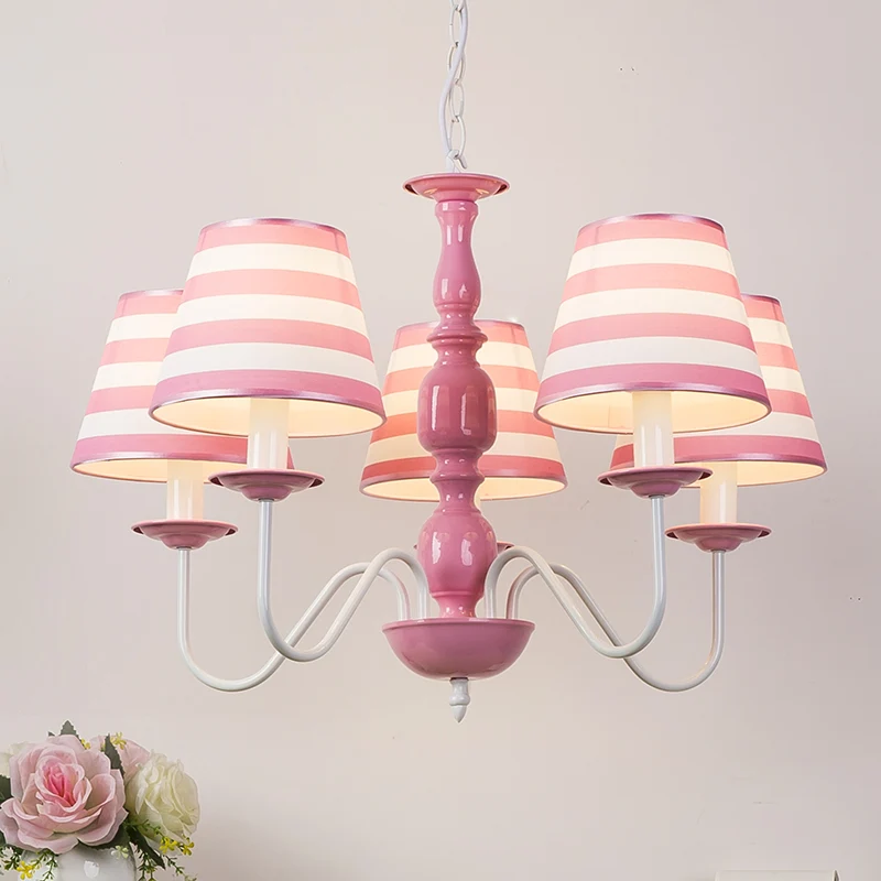 Stoffen streep schaduw hanglamp restaurant Scandinavische stijl kroonluchter roze Clearhalo