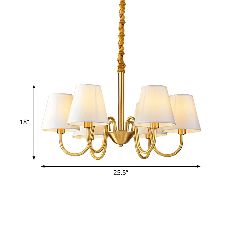 Stoffen taps toelopende hangende kroonluchter Traditionele 3/5/6 lampen Woonkamer hanglamp messing Clearhalo