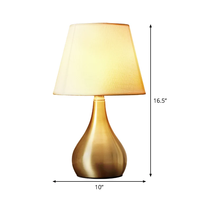 Stoffen taps toelopende nachttafelverlichting Luxe 1-koppig messing metalen nachtkastje voor woonkamer Clearhalo