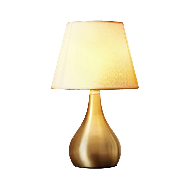 Stoffen taps toelopende nachttafelverlichting Luxe 1-koppig messing metalen nachtkastje voor woonkamer Clearhalo