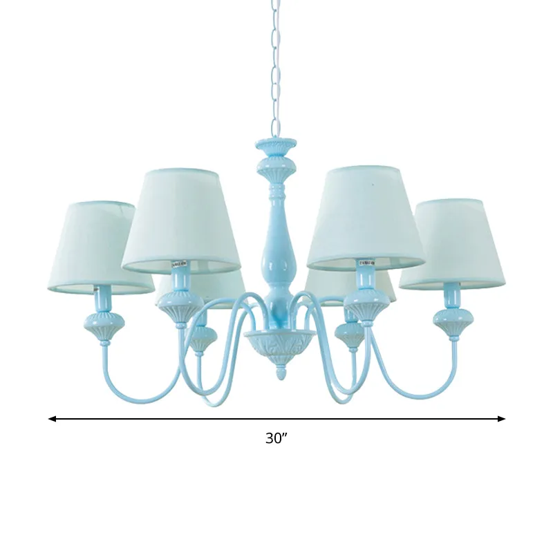 Stoffen taps toelopende schaduw kroonluchter moderne stijl hanglamp blauw voor balkonrestaurant Clearhalo