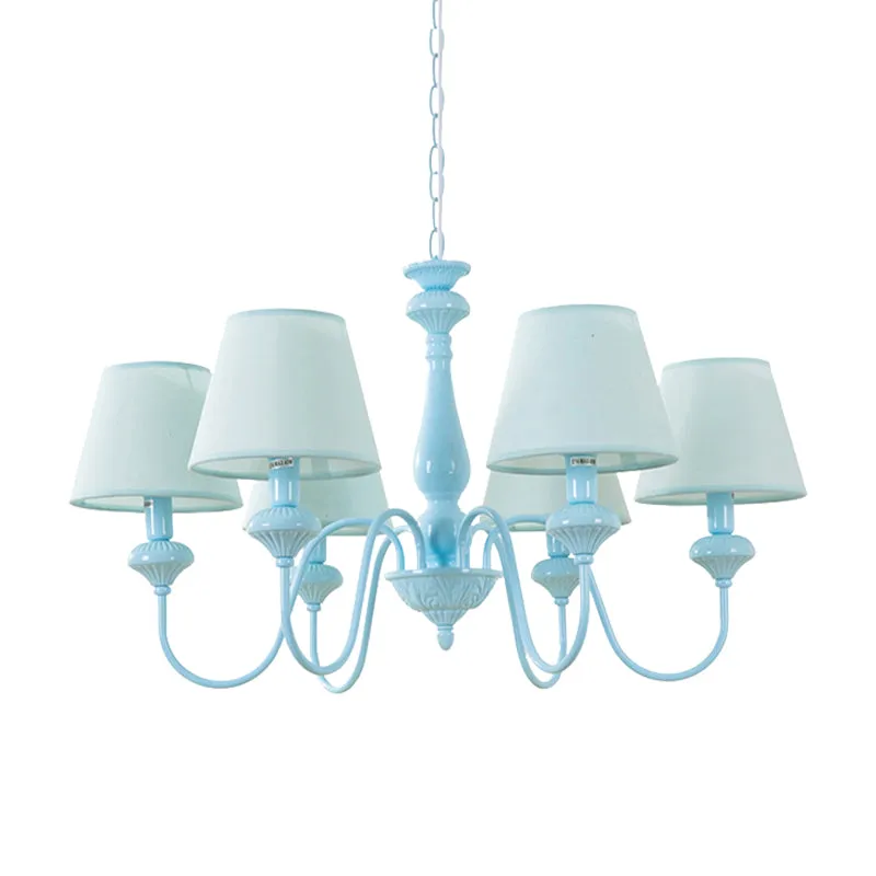 Stoffen taps toelopende schaduw kroonluchter moderne stijl hanglamp blauw voor balkonrestaurant Clearhalo