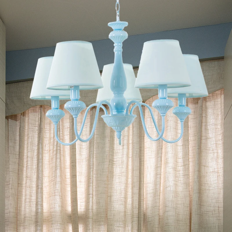 Stoffen taps toelopende schaduw kroonluchter moderne stijl hanglamp blauw voor balkonrestaurant Clearhalo