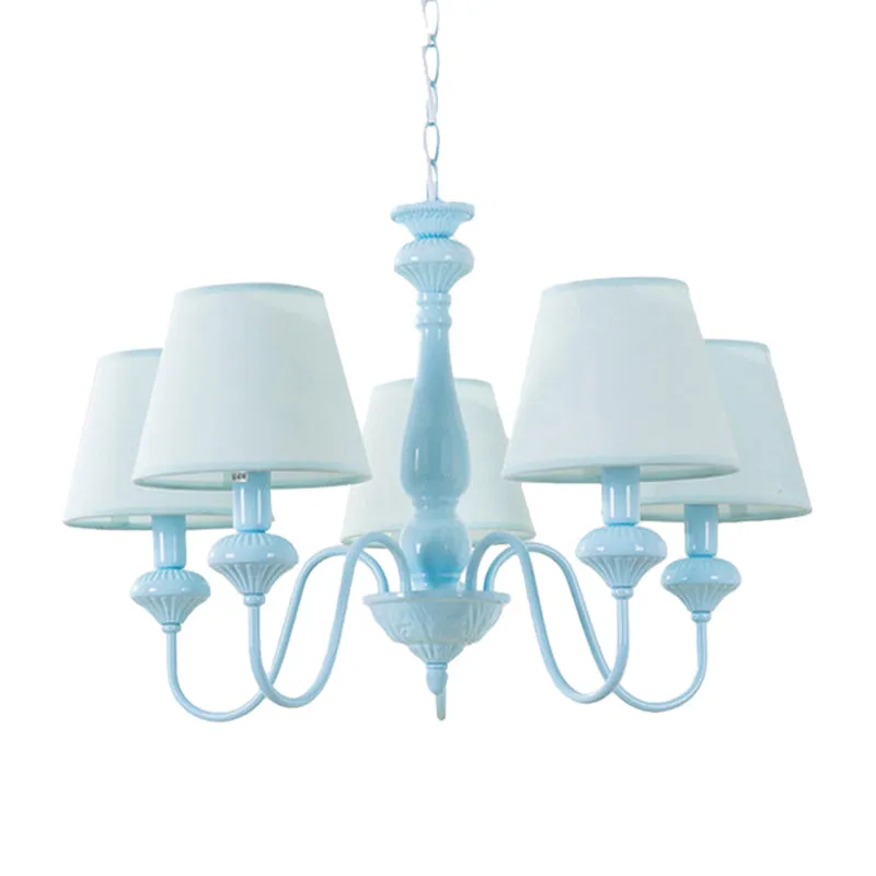 Stoffen taps toelopende schaduw kroonluchter moderne stijl hanglamp blauw voor balkonrestaurant Clearhalo
