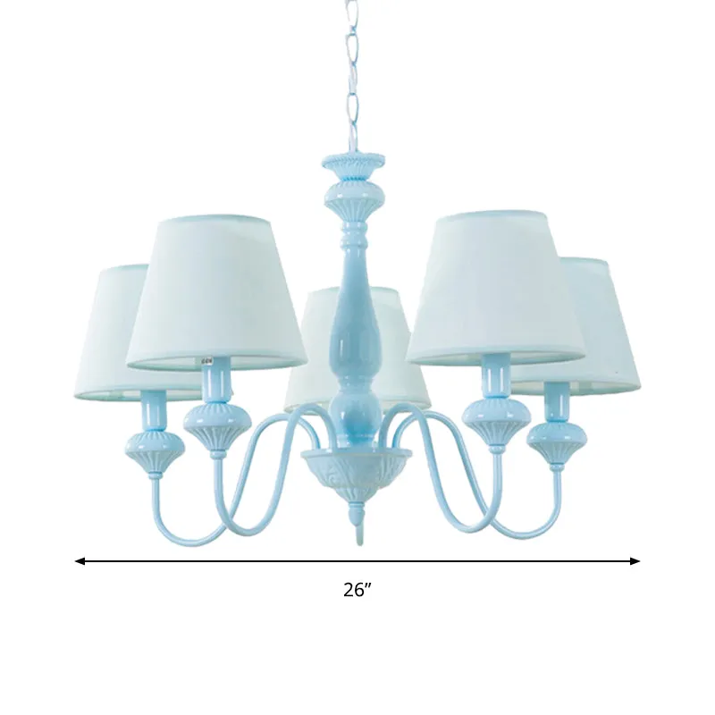Stoffen taps toelopende schaduw kroonluchter moderne stijl hanglamp blauw voor balkonrestaurant Clearhalo