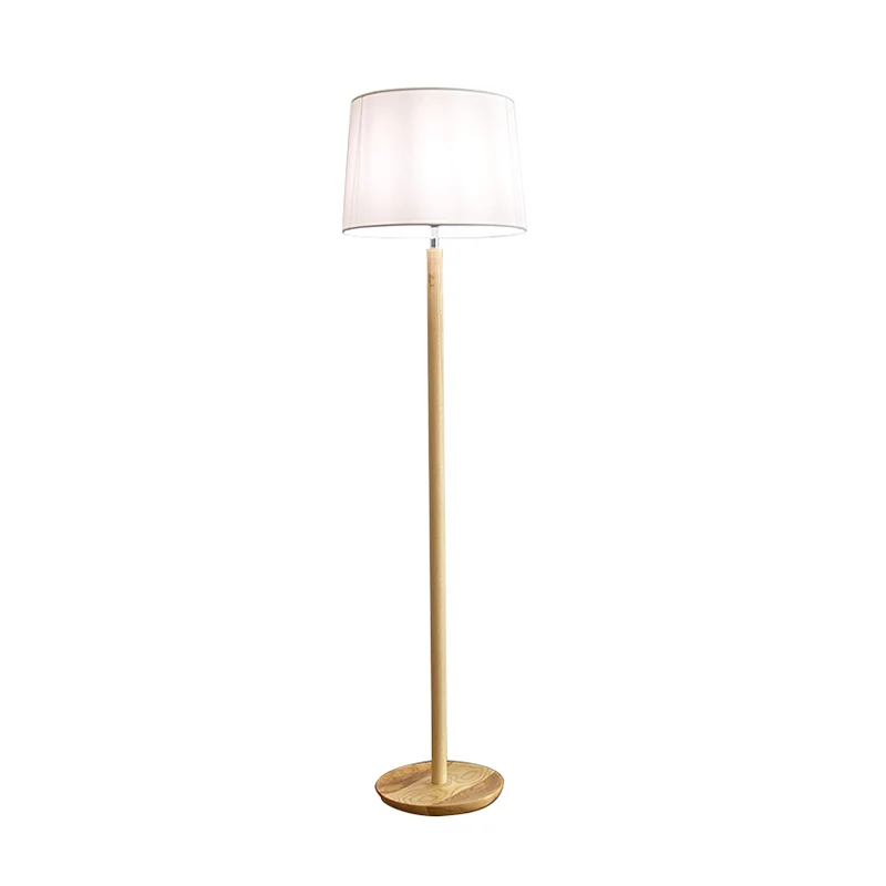 Stoffen taps toelopende trommelvormige vloerlamp Minimalistisch 1-kops staande lamp met houten standaard Clearhalo