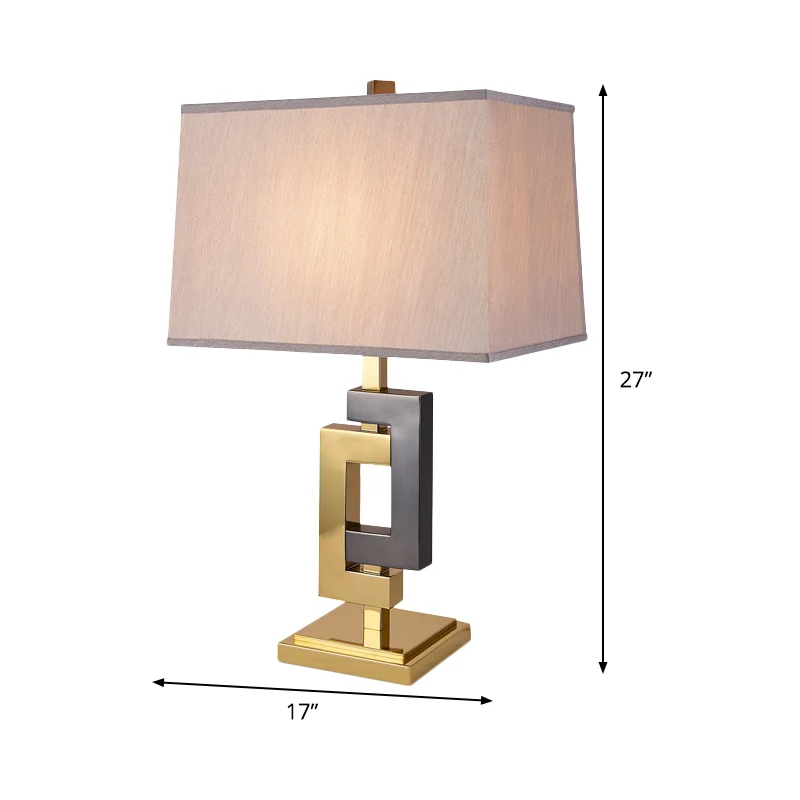 Stoffen trapezium Taakverlichting Modernisme 1 lamp Kleine bureaulamp zwart en goud Clearhalo