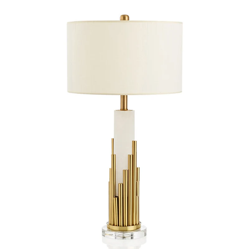 Stoffen trommelkap tafellamp eenvoudige stijl 1 lamp wit nachtkastje licht voor woonkamer Clearhalo