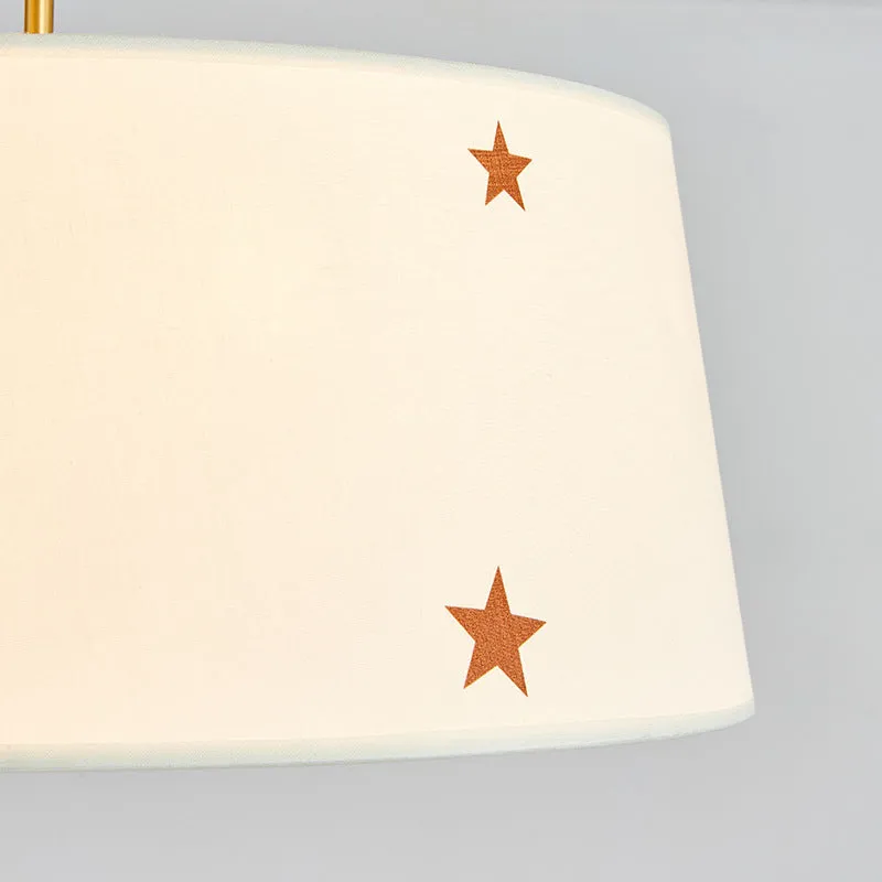 Stoffen trommelkroonluchter met ster, eenvoudige hanglamp voor volwassenenslaapkamer, wit Clearhalo